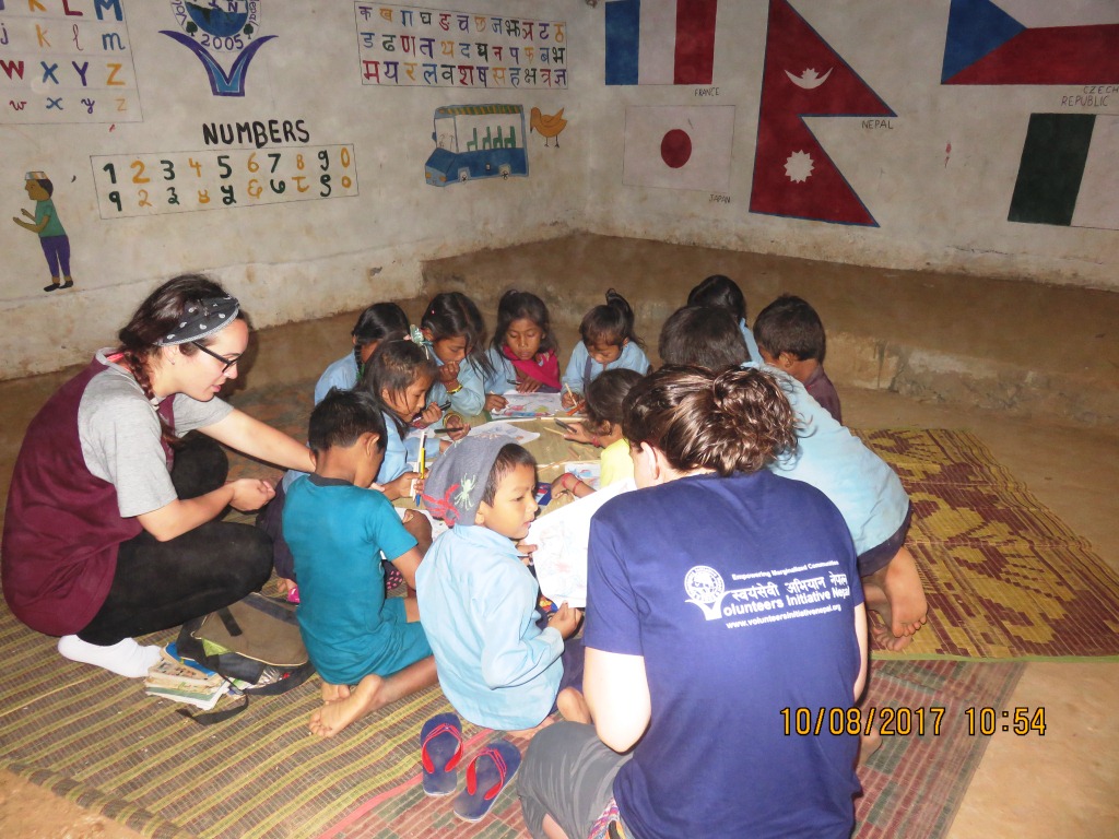 Volunteers working for school development and education project at Okhaldhunga