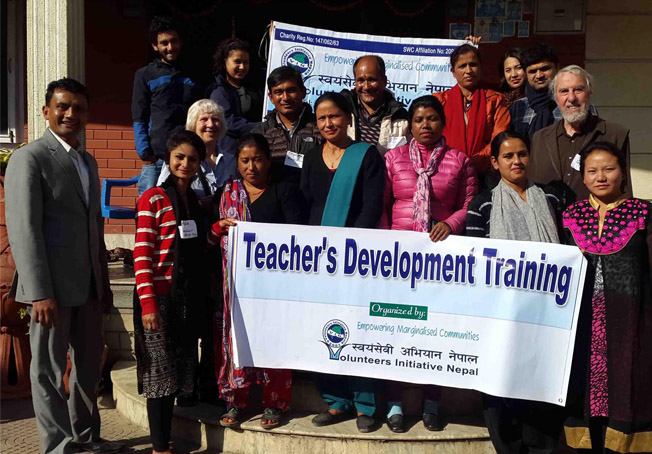 all teacher taking picture after Teacher training in Nepal