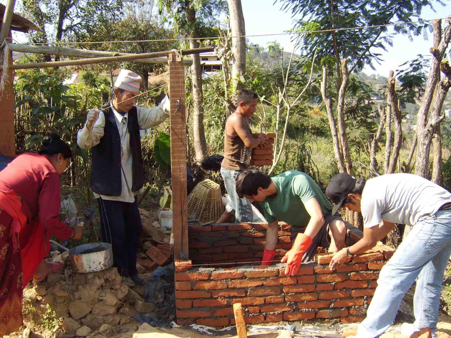 toilet construction with International volunteers