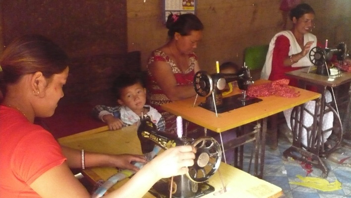 sewing and cutting training conducted by Volunteers Initiative Nepal at Gairigaun Jitpurphedi