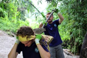 Disaster risk research volunteer engaging with local communities