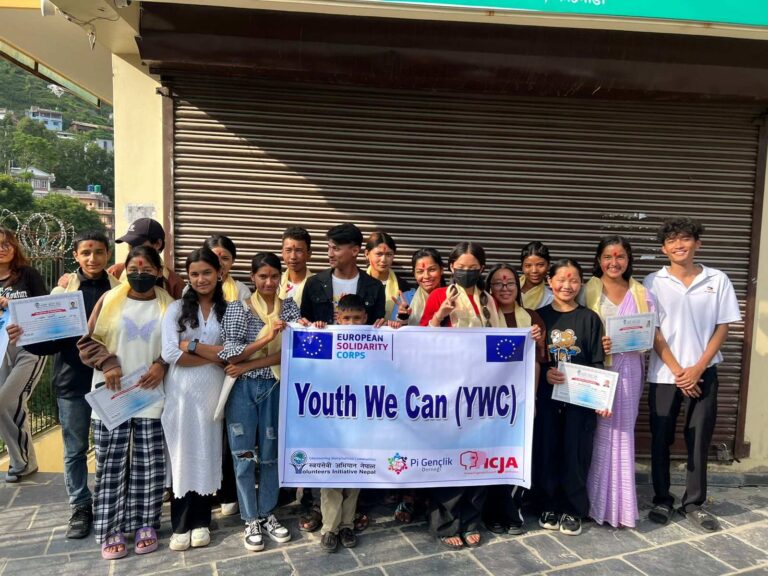 Volunteers mentoring Nepali youth