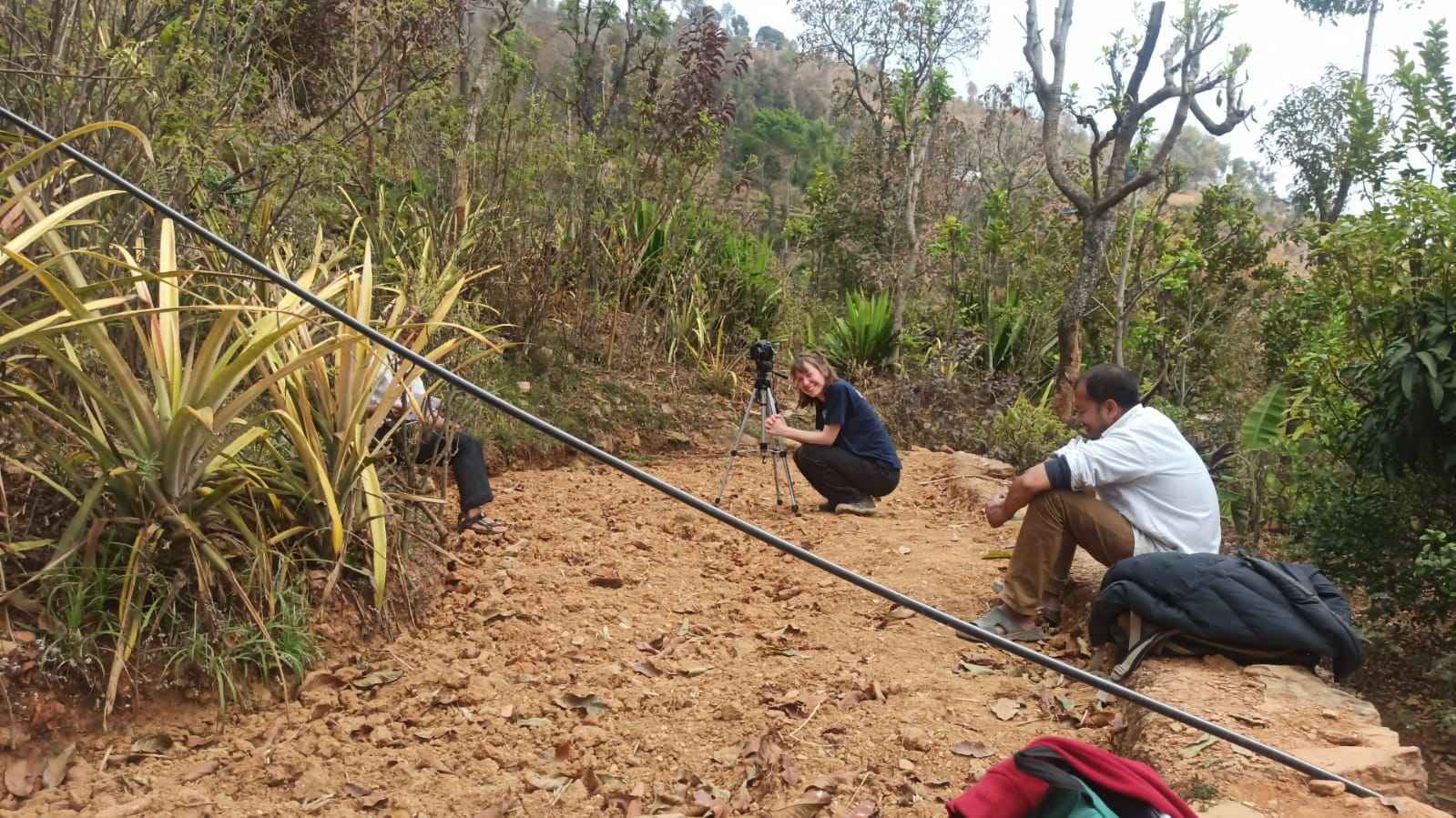 Media intern filming an interview in Nepal