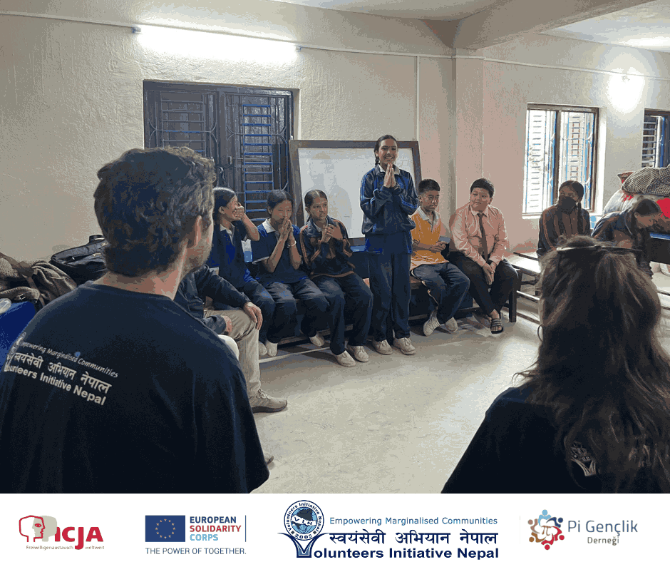 Public Relations Volunteer Nepal presenting at NGO outreach event.