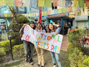Volunteers celebrating international volunteers day in volunteering nepal for 3 Months in Nepal