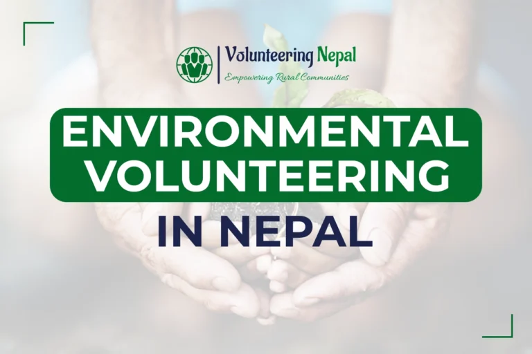 Volunteer planting trees in Nepal’s lush forests as part of an environmental conservation project.